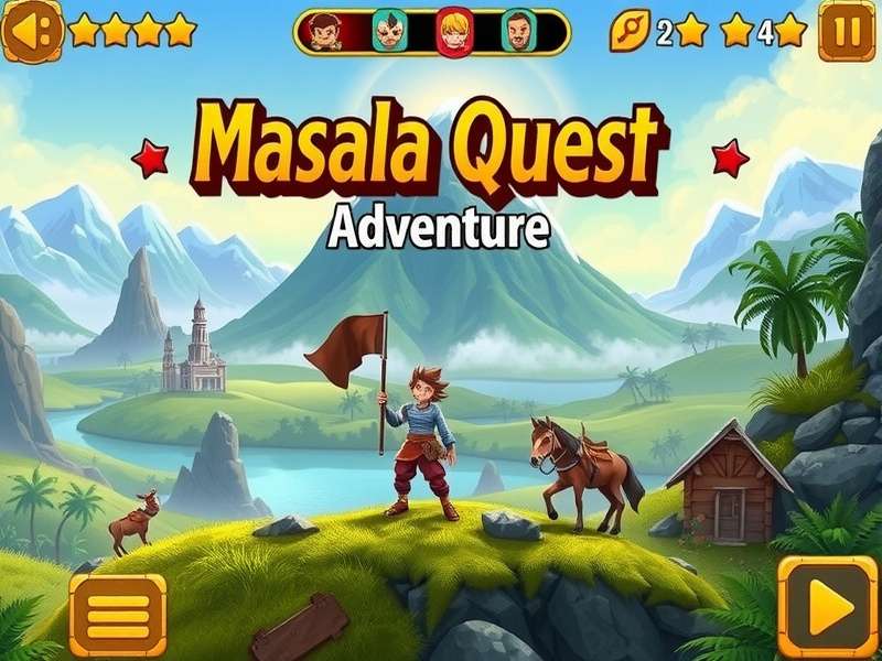 Masala Quest Adventure gameplay screenshot showing Indian landscape